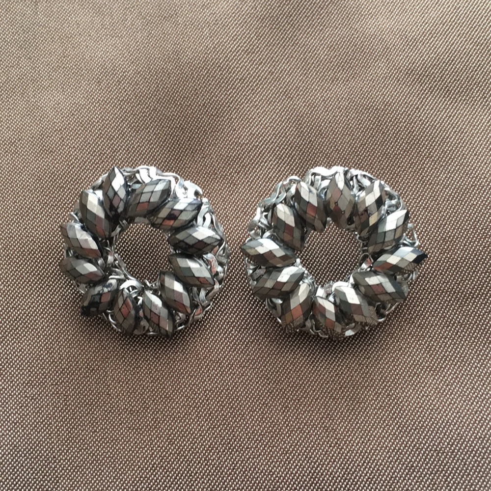 Grey and silver hoop earrings